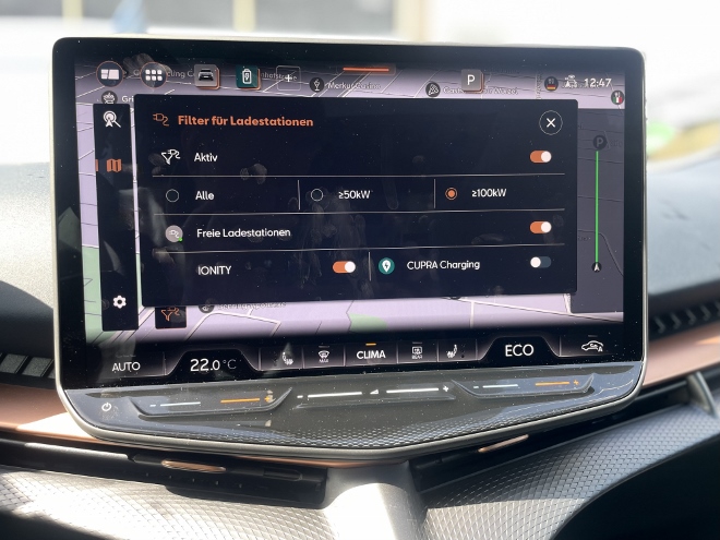 Cupra elektrischer SUV Tavascan VZ: Einstellung der Ladeleistung. Einstellung des Anbieters