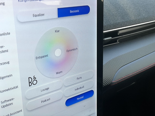 Ford Mustang Mach-E Premium Extended Range Sound Einstellung, BO Soundsystem