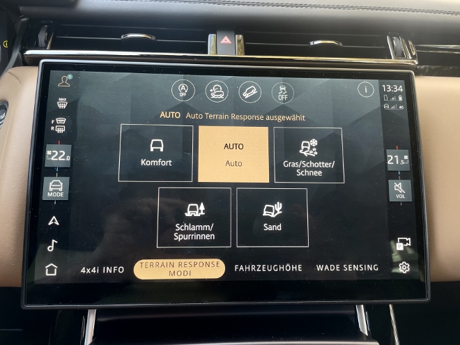 Range Rover Velar P400 AWD Test: Programme des Terrain Response komfort, Schlamm, Sand, Schotter, Schnee