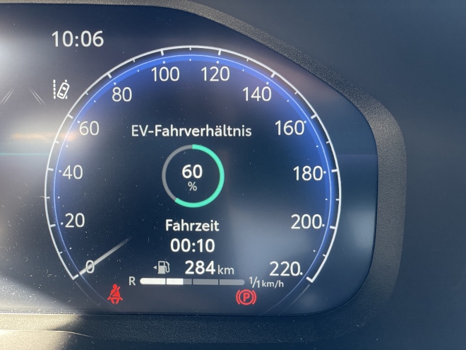 Suzuki Across 2.5 Plug-in Hybrid Test: Anzeige des EV-Verhältnis (des rein elektrischen Fahren) im Tacho