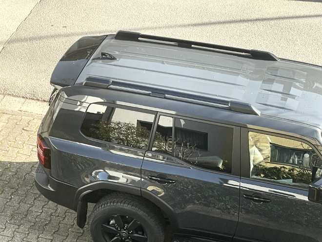 Test Toyota Land Cruiser Executive 2.8 Diesel: Dachreling für Gepäckträger auf dem Dach